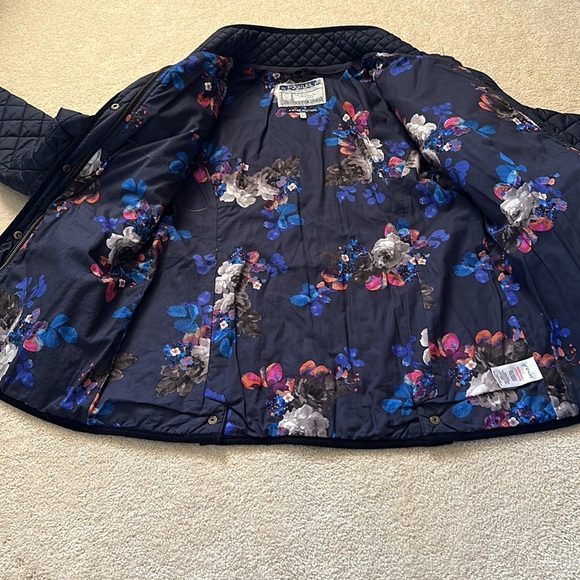 Joules navy blue quilted zip/snap jacket Sz 12 - Picture 12 of 13